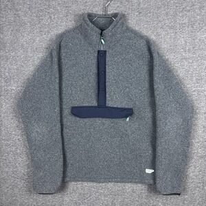 Wellen Dawn Patrol Pullover Mens Large‎ Gray Fleece 1/2 Zip Anorak Cord Lock